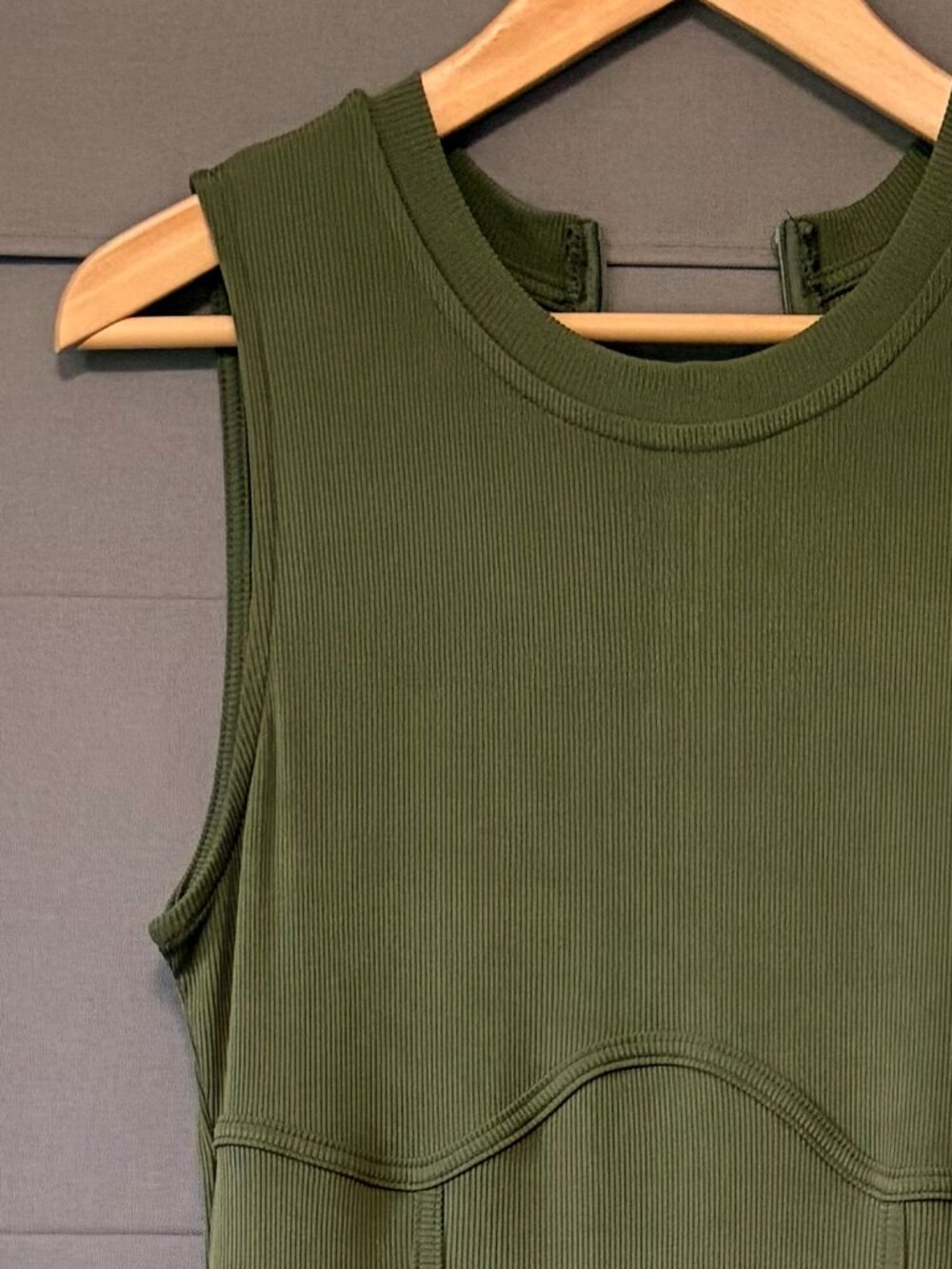 Cider Olive Green Ribbed Sleeveless Wide-Leg Jumpsuit